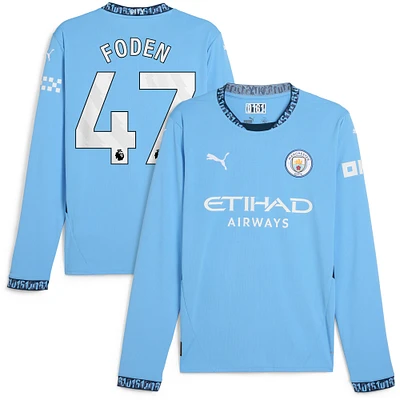 Maillot de joueur Puma Phil Foden Manchester City 2024/25 domicile réplique à manches longues bleu clair pour homme