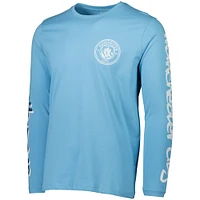 Men's Sky Blue Manchester City Graffiti Long Sleeve T-Shirt