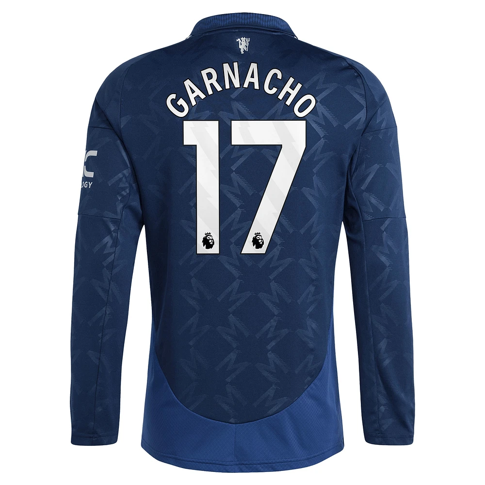 Men's adidas Alejandro Garnacho Navy Manchester United 2024/25 Away Replica Long Sleeve Player Jersey