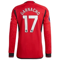 Men's adidas Alejandro Garnacho Red Manchester United 2023/24 Home Authentic Long Sleeve Player Jersey