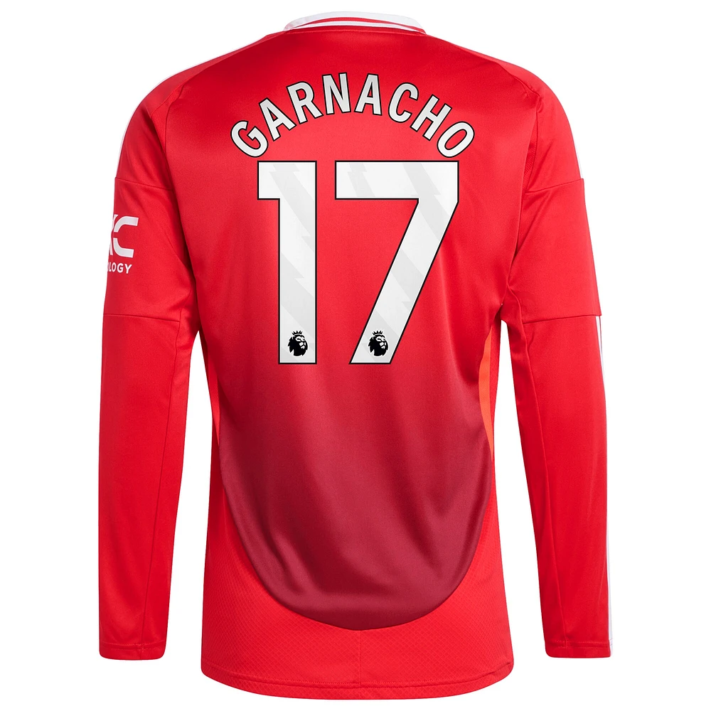 Maillot de joueur réplique à manches longues adidas Alejandro Garnacho pour homme rouge Manchester United 2024/25 domicile