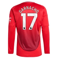 Maillot de joueur réplique à manches longues adidas Alejandro Garnacho pour homme rouge Manchester United 2024/25 domicile