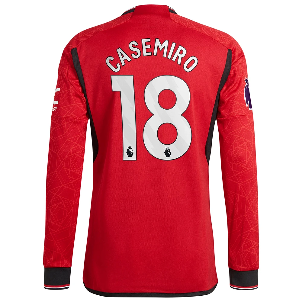 Men's adidas Casemiro Red Manchester United 2023/24 Home Authentic Long Sleeve Player Jersey