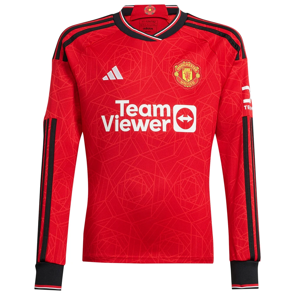 Men's adidas Casemiro Red Manchester United 2023/24 Home Replica Long Sleeve Player Jersey