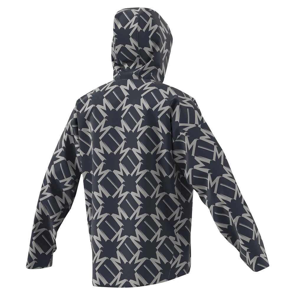 Men's adidas Charcoal Manchester United 2024/25 Half-Zip Hoodie Windbreaker Jacket