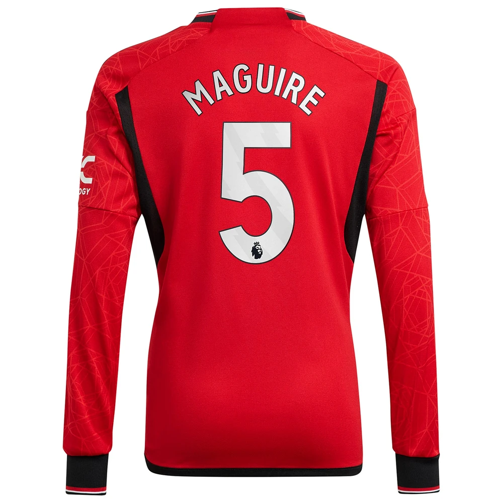 Men's adidas Harry Maguire Red Manchester United 2023/24 Home Replica Long Sleeve Player Jersey
