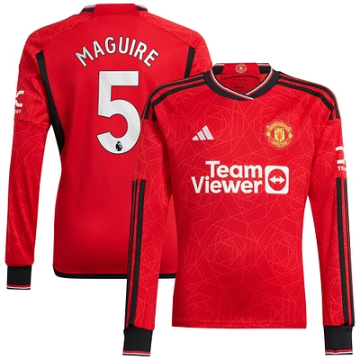 Men's adidas Harry Maguire Red Manchester United 2023/24 Home Replica Long Sleeve Player Jersey