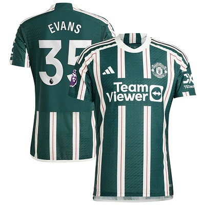 Maillot adidas Jonny Evans pour homme, vert, joueur authentique de Manchester United 2023/24 extérieur