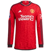 Men's adidas Jonny Evans Red Manchester United 2023/24 Home Authentic Long Sleeve Player Jersey