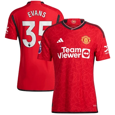 Maillot adidas Jonny Evans pour homme, rouge, joueur authentique de Manchester United 2023/24 domicile
