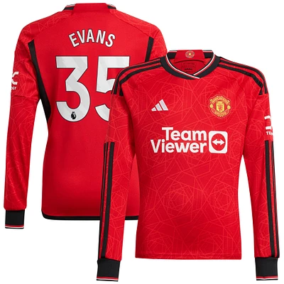 Maillot de joueur adidas Jonny Evans rouge Manchester United 2023/24 domicile réplique à manches longues pour homme