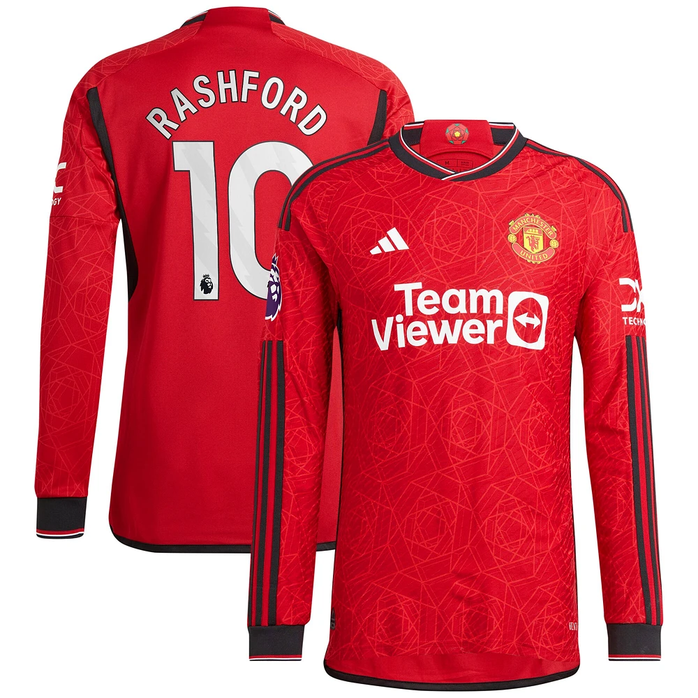Men's adidas Marcus Rashford Red Manchester United 2023/24 Home Authentic Long Sleeve Player Jersey