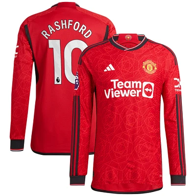 Men's adidas Marcus Rashford Red Manchester United 2023/24 Home Authentic Long Sleeve Player Jersey