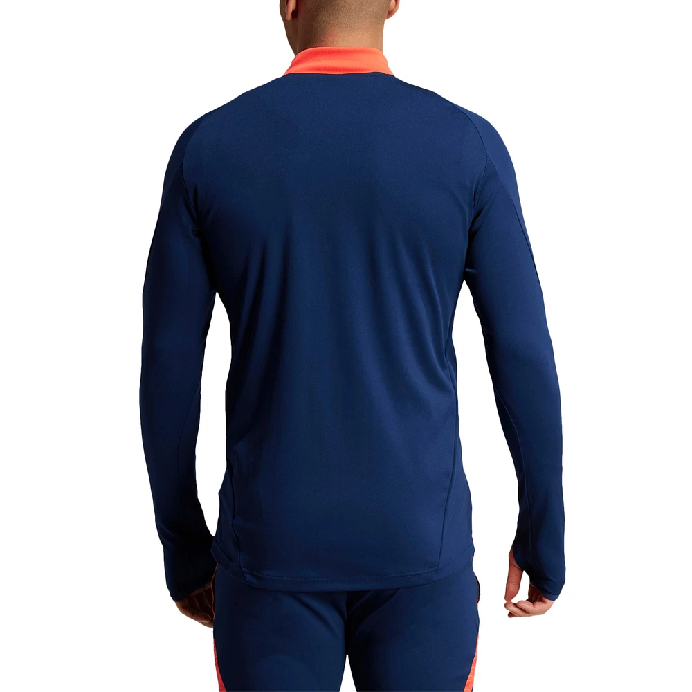 Haut d'entraînement adidas bleu marine Manchester United 2024/25 AEROREADY raglan à quart de zip pour homme