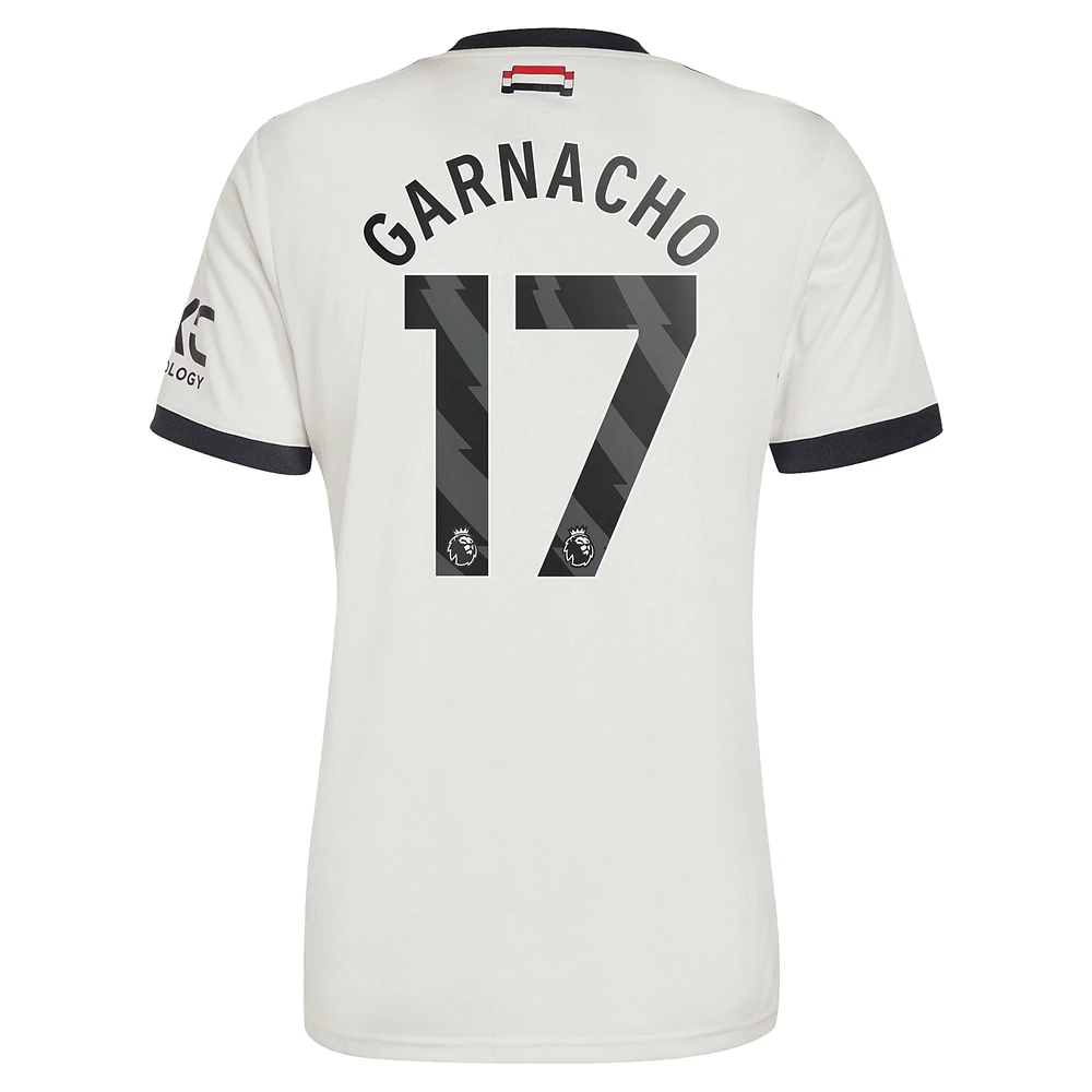 Men's adidas Originals Alejandro Garnacho Cream Manchester United 2024/25 Third Replica Jersey