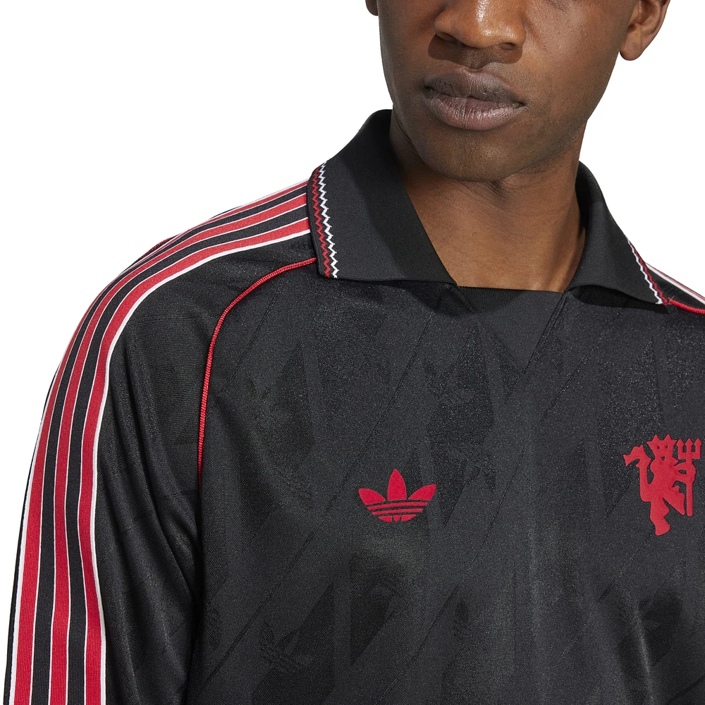 Men's adidas Originals Black Manchester United Lifestyler Long Sleeve Jersey