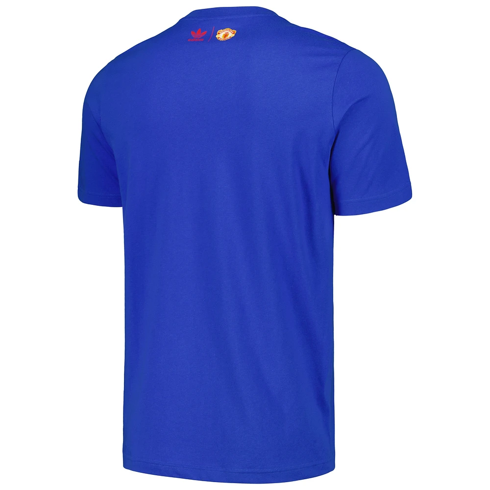Men's adidas Originals  Blue Manchester United Trefoil T-Shirt