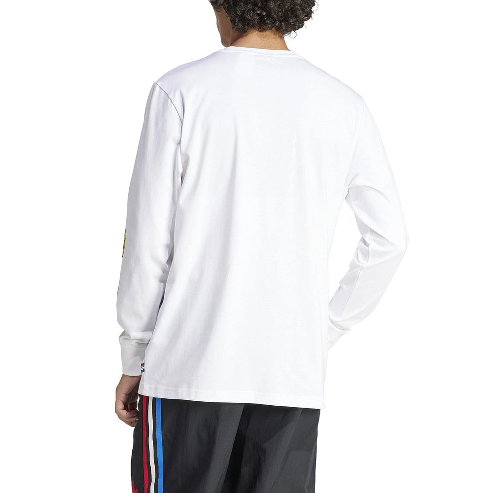 Men's adidas Originals White Manchester United x Stone Roses 2023/24 Long Sleeve T-Shirt
