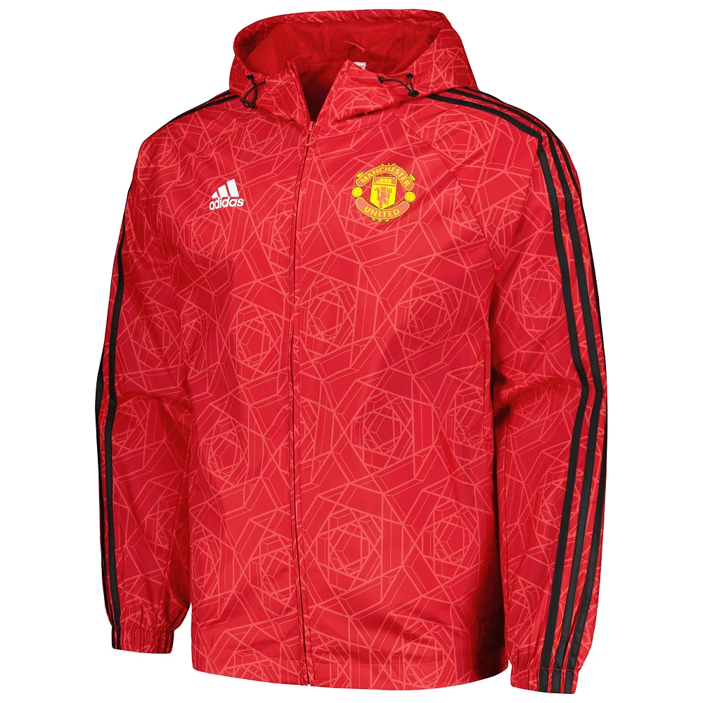 Men's adidas Red Manchester United 2023/24 DNA Raglan Full-Zip Windbreaker
