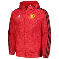 Men's adidas Red Manchester United 2023/24 DNA Raglan Full-Zip Windbreaker