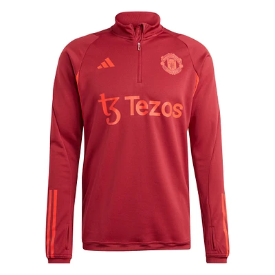 Haut à quart de zip d'entraînement adidas Manchester United 2023/24 rouge pour homme