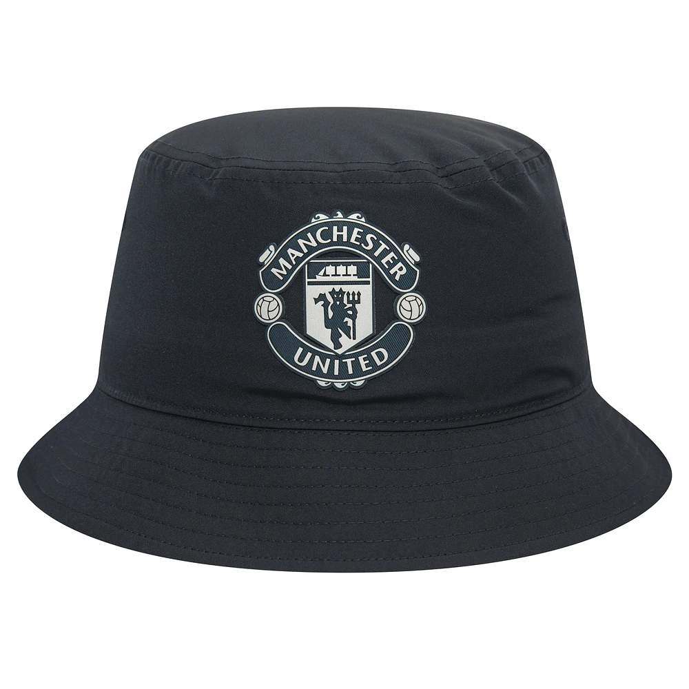 Men's New Era Navy Manchester United Rubber Woven Bucket Hat