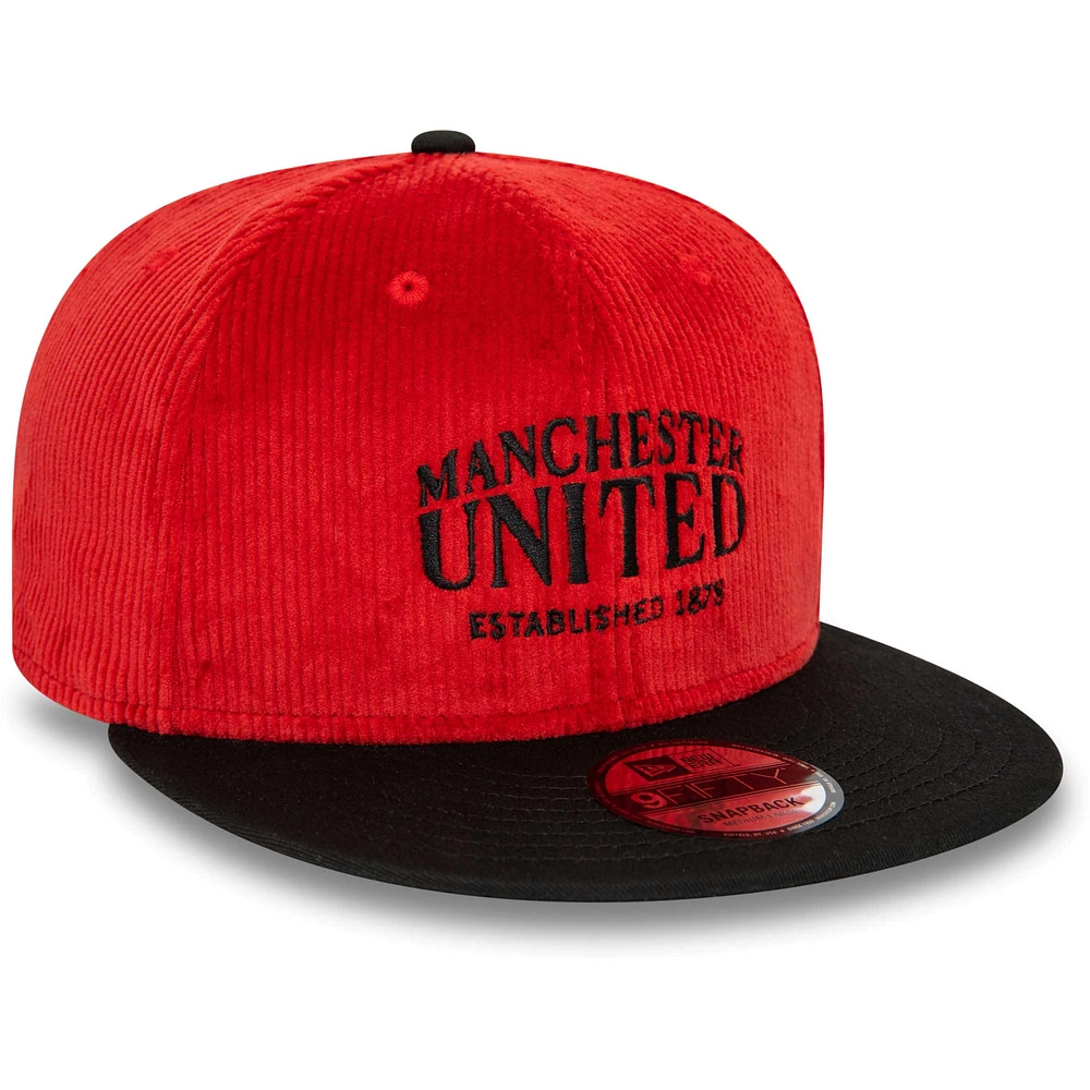 Men's New Era Red Manchester United Corduroy 9FIFTY Snapback Hat