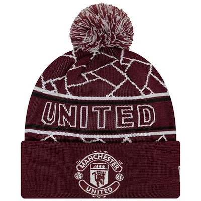 Men's New Era Red Manchester United Sport Cuffed Knit Hat with Pom
