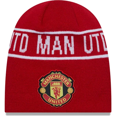 Bonnet à tête de mort rouge Manchester United Wordmark New Era pour homme