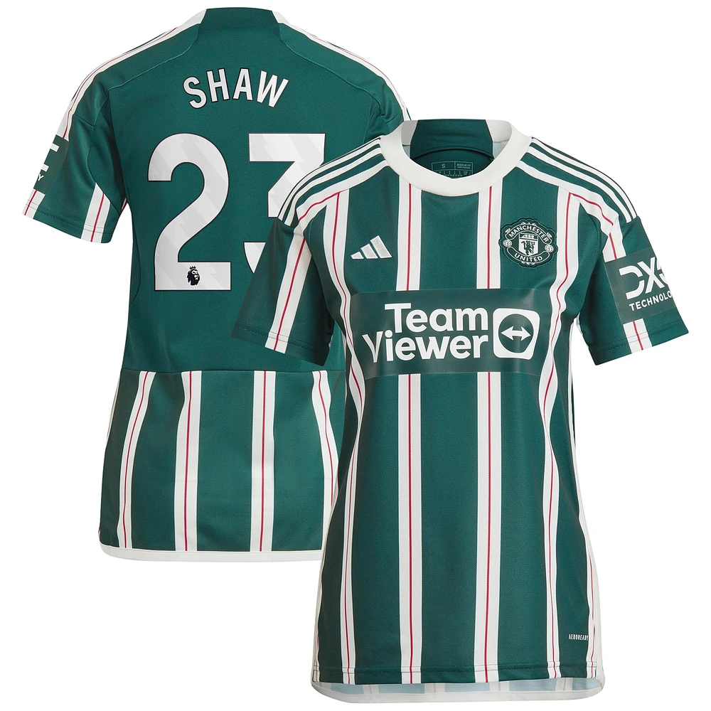Women's adidas Luke Shaw Green Manchester United 2023/24 Away Replica Player Jersey