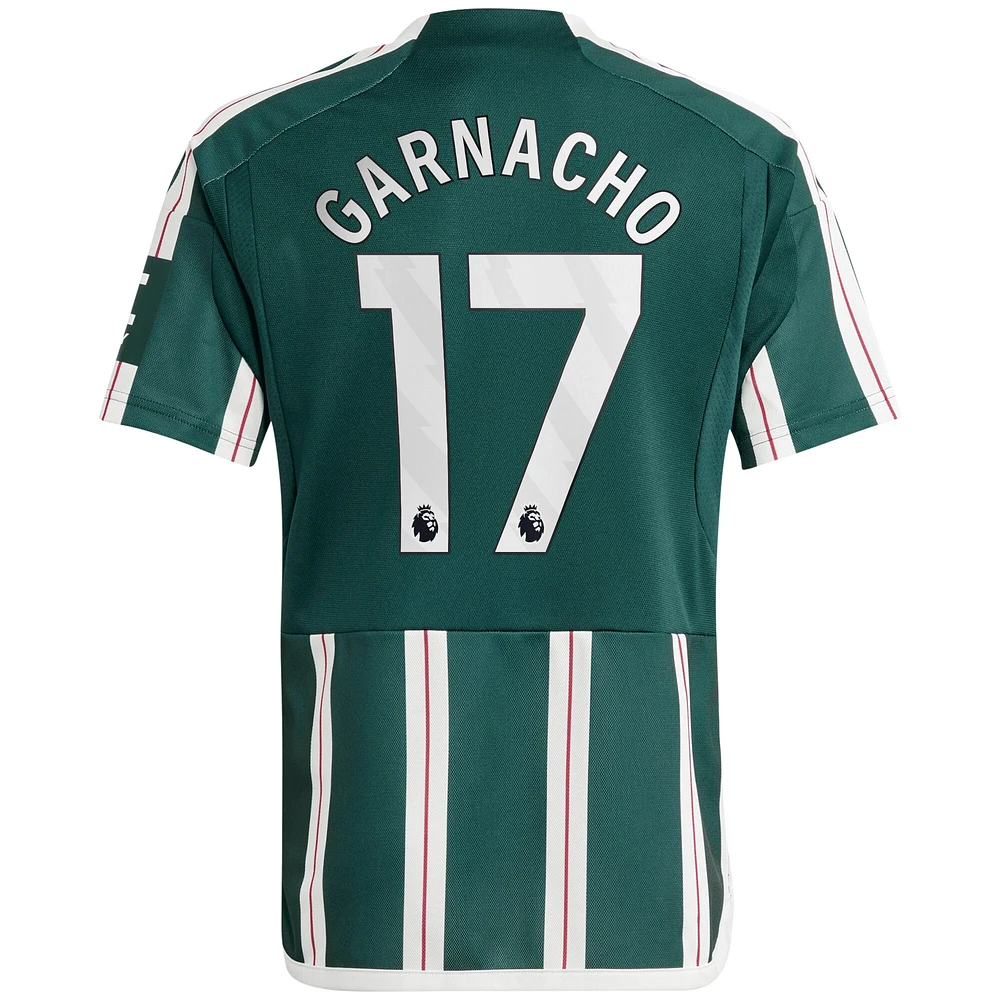 Youth adidas Alejandro Garnacho Green Manchester United 2023/24 Away Replica Player Jersey