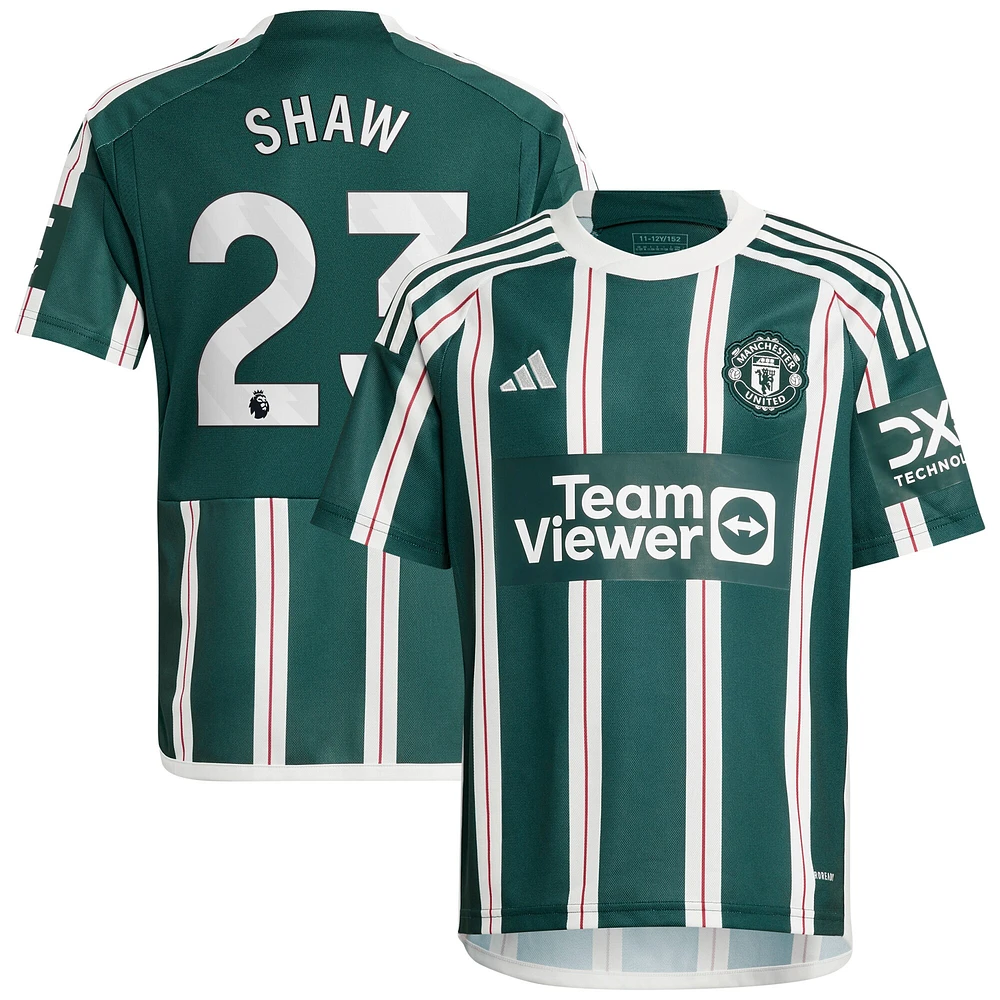 Youth adidas Luke Shaw Green Manchester United 2023/24 Away Replica Player Jersey