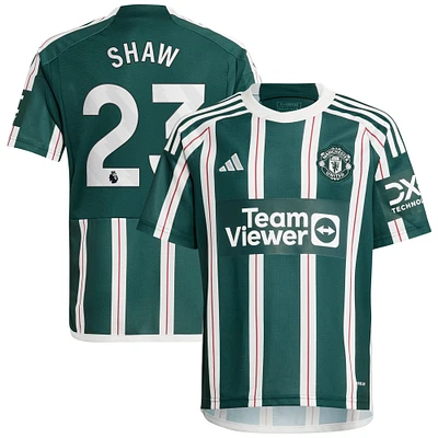 Maillot adidas Luke Shaw vert Manchester United 2023/24 Extérieur Replica Player pour enfant