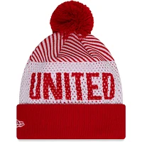 Youth New Era Red Manchester United Engineered Sport Cuffed Knit Hat with Pom