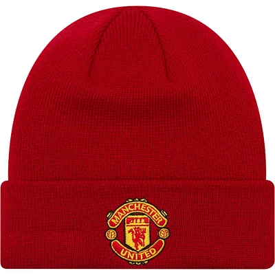 Youth New Era  Red Manchester United Essential Cuffed Knit Hat