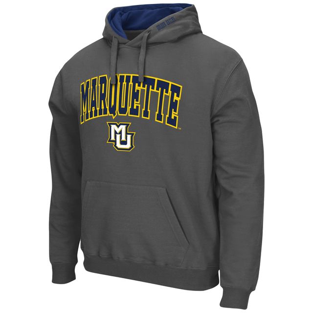 Chandail à capuchon Colosseum Charcoal Marquette Golden Eagles Arch et logo pour hommes