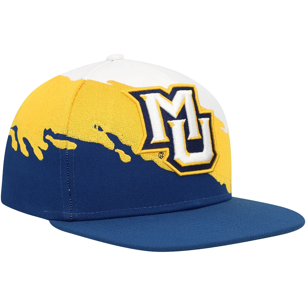Men's Mitchell & Ness Navy/White Marquette Golden Eagles Paintbrush Snapback Hat