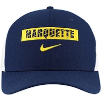 Men's Nike Navy Marquette Golden Eagles 2024/25 Sideline Rise Trucker Adjustable Hat