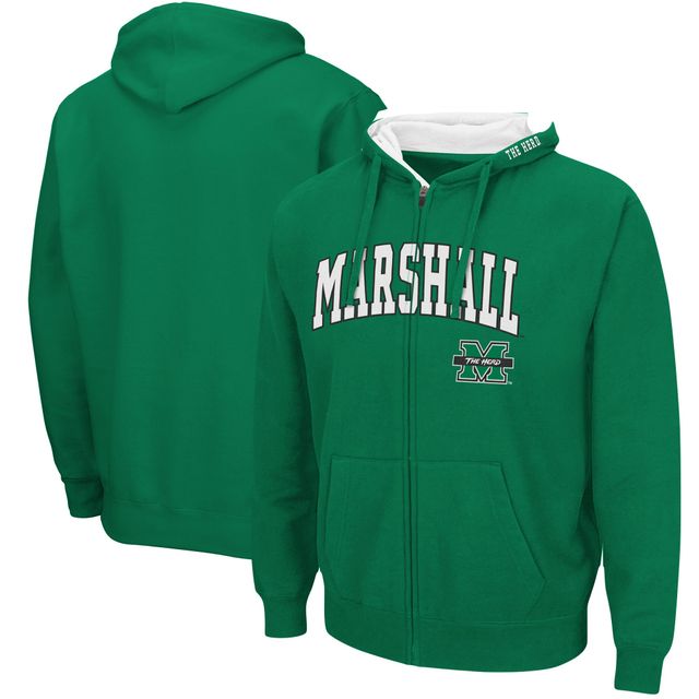Colosseum Kelly Green Marshall Thundering Herd Arch & Logo 3.0 Sweat à capuche entièrement zippé pour homme
