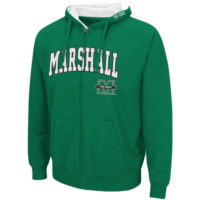 Colosseum Kelly Green Marshall Thundering Herd Arch & Logo 3.0 Sweat à capuche entièrement zippé pour homme
