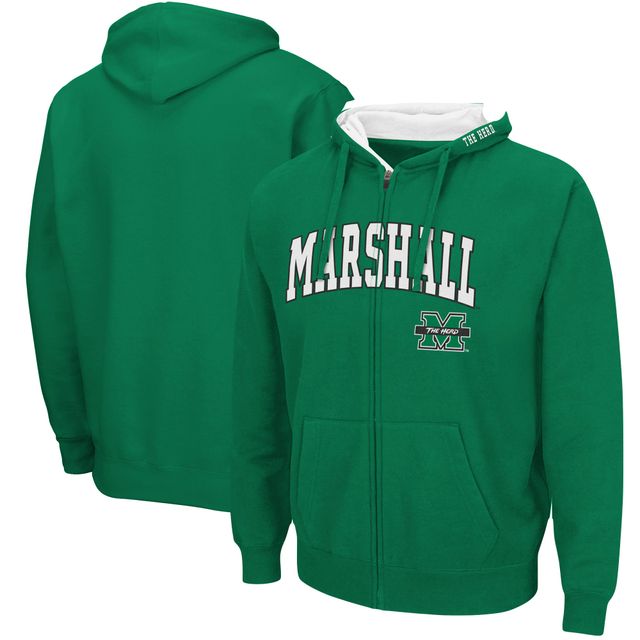 Colosseum Kelly Green Marshall Thundering Herd Arch & Logo 3.0 Sweat à capuche entièrement zippé pour homme