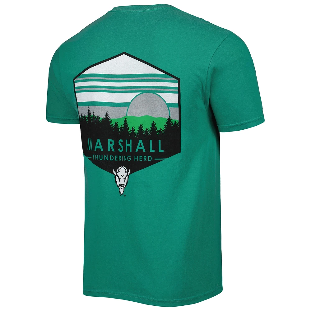 Men's Green Marshall Thundering Herd Landscape Shield T-Shirt