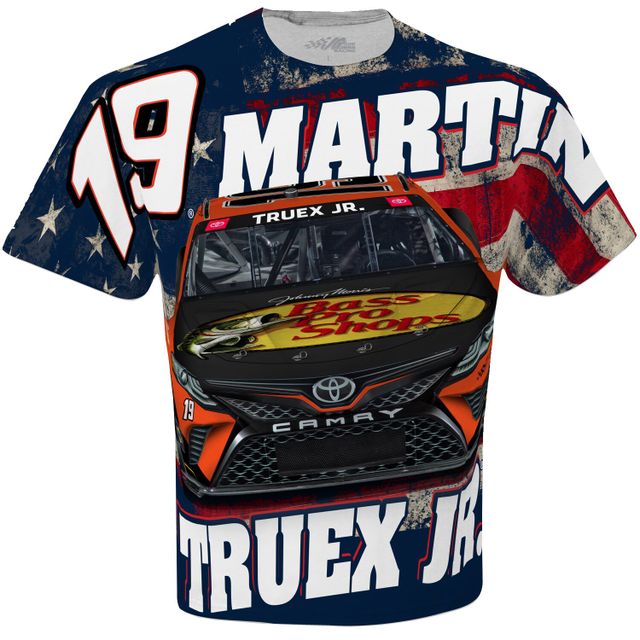 Collection Stewart-Haas Racing Team Homme Blanc Martin Truex Jr Bass Pro Shops Sublimated Patriotic Total Print T-Shirt