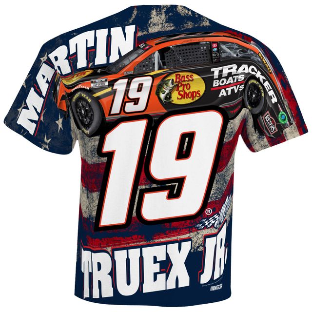 Collection Stewart-Haas Racing Team Homme Blanc Martin Truex Jr Bass Pro Shops Sublimated Patriotic Total Print T-Shirt