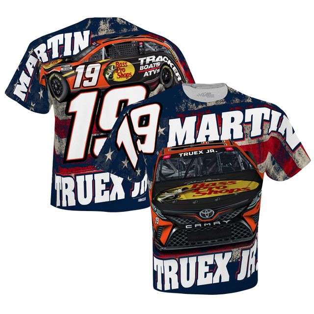 Collection Stewart-Haas Racing Team Homme Blanc Martin Truex Jr Bass Pro Shops Sublimated Patriotic Total Print T-Shirt
