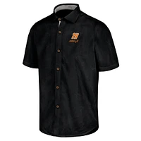 Men's Tommy Bahama Black Martin Truex Jr Sport Coconut Point Palm Vista IslandZone Button-Up Camp Shirt