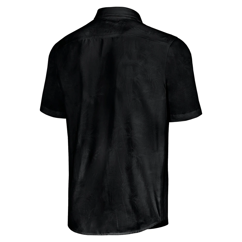 Men's Tommy Bahama Black Martin Truex Jr Sport Coconut Point Palm Vista IslandZone Button-Up Camp Shirt