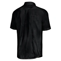 Men's Tommy Bahama Black Martin Truex Jr Sport Coconut Point Palm Vista IslandZone Button-Up Camp Shirt