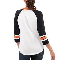Women's G-III 4Her by Carl Banks White/Black Martin Truex Jr Top Team V-Neck 3/4 Sleeve T-Shirt