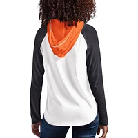 Women's G-III 4Her by Carl Banks White Martin Truex Jr MVP Raglan Hooded Long Sleeve T-Shirt